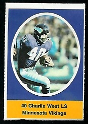 Charlie West 1972 Sunoco Stamps football card