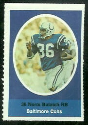 Norm Bulaich 1972 Sunoco Stamps football card