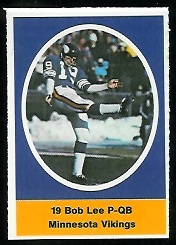 Bob Lee 1972 Sunoco Stamps football card