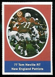 Tom Neville 1972 Sunoco Stamps football card