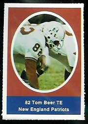 Tom Beer 1972 Sunoco Stamps football card