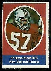 Steve Kiner 1972 Sunoco Stamps football card