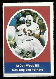 Don Webb 1972 Sunoco Stamps football card