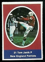 Tom Janik 1972 Sunoco Stamps football card