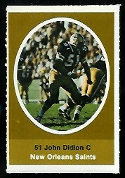 John Didion 1972 Sunoco Stamps football card