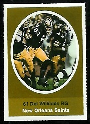 Del Williams 1972 Sunoco Stamps football card