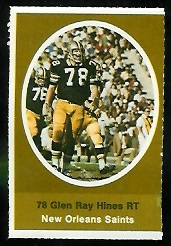 Glen Ray Hines 1972 Sunoco Stamps football card