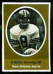 Archie Manning 1972 Sunoco Stamps football card