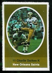 Charlie Durkee 1972 Sunoco Stamps football card