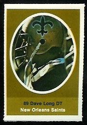 Dave Long 1972 Sunoco Stamps football card