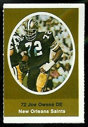 Joe Owens 1972 Sunoco Stamps football card