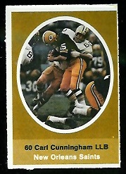 Carl Cunningham 1972 Sunoco Stamps football card