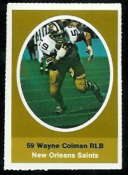 Wayne Colman 1972 Sunoco Stamps football card