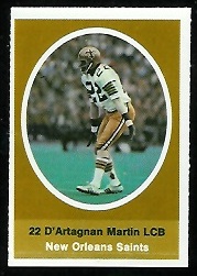 Dee Martin 1972 Sunoco Stamps football card