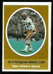 Dee Martin 1972 Sunoco Stamps football card Dee Martin 1972 Sunoco Stamps football card
