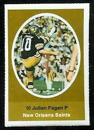 Julian Fagan 1972 Sunoco Stamps football card