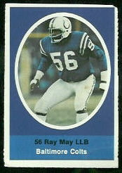 Ray May 1972 Sunoco Stamps football card