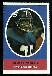 Bob Hyland 1972 Sunoco Stamps football card