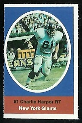 Charlie Harper 1972 Sunoco Stamps football card