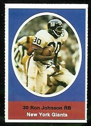 Ron Johnson 1972 Sunoco Stamps football card