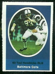 Ted Hendricks 1972 Sunoco Stamps football card