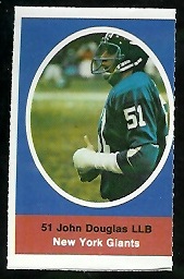 John Douglas 1972 Sunoco Stamps football card
