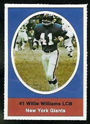 Willie Williams 1972 Sunoco Stamps football card