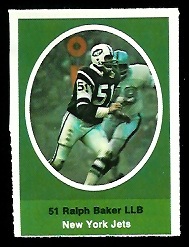 Ralph Baker 1972 Sunoco Stamps football card