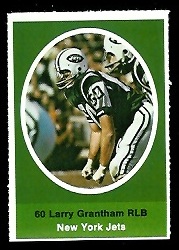 Larry Grantham 1972 Sunoco Stamps football card