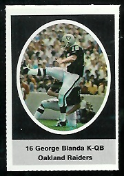 George Blanda 1972 Sunoco Stamps football card