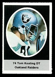 Tom Keating 1972 Sunoco Stamps football card