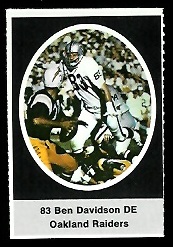 Ben Davidson 1972 Sunoco Stamps football card