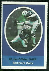 Jim O'Brien 1972 Sunoco Stamps football card