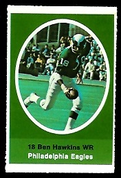 Ben Hawkins 1972 Sunoco Stamps football card