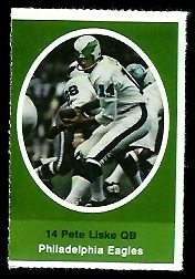 Pete Liske 1972 Sunoco Stamps football card