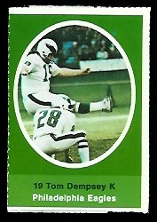 Tom Dempsey 1972 Sunoco Stamps football card