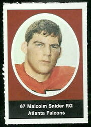 Malcolm Snider 1972 Sunoco Stamps football card