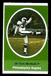 Tom McNeill 1972 Sunoco Stamps football card