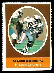 Clyde Williams 1972 Sunoco Stamps football card