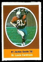 Jackie Smith 1972 Sunoco Stamps football card