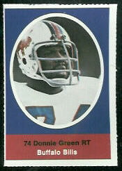 Donnie Green 1972 Sunoco Stamps football card