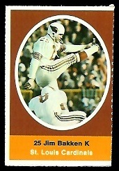 Jim Bakken 1972 Sunoco Stamps football card