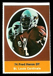 Fred Heron 1972 Sunoco Stamps football card