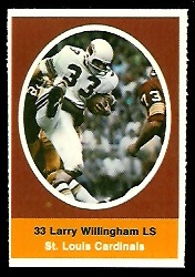 Larry Willingham 1972 Sunoco Stamps football card