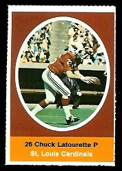 Chuck Latourette 1972 Sunoco Stamps football card