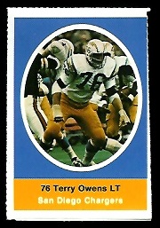 Terry Owens 1972 Sunoco Stamps football card