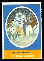 Carl Mauck 1972 Sunoco Stamps football card