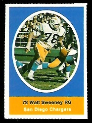 Walt Sweeney 1972 Sunoco Stamps football card