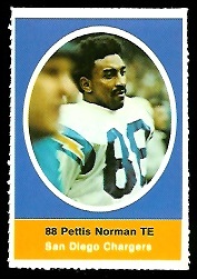 Pettis Norman 1972 Sunoco Stamps football card Pettis Norman 1972 Sunoco Stamps football card
