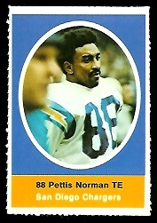 Pettis Norman 1972 Sunoco Stamps football card